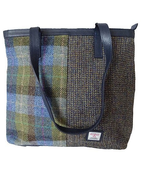 Almond Shopper Denim Sage Check Heath Mm