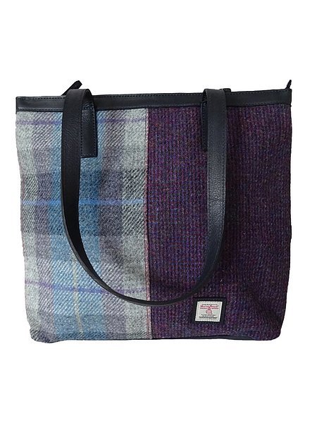 Almond Shopper Lavender Check Violet Herringbone M