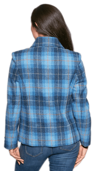 Womens Plaid Jacket Fashion Plaid Print Long Tweed Jacket Women