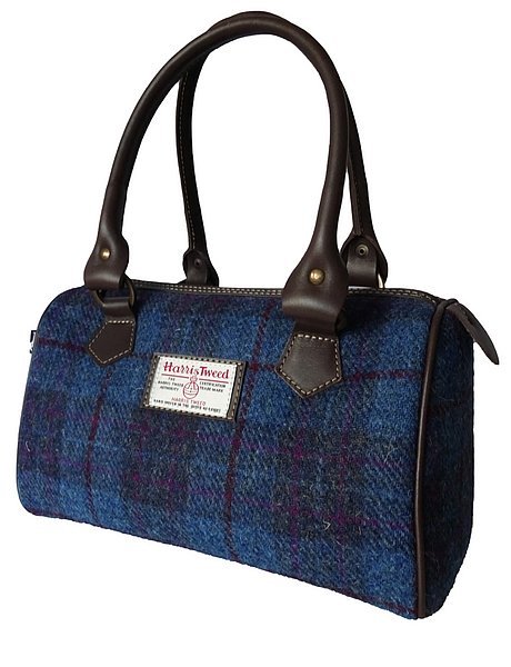 Ladies Authentic Harris Tweed Satchel Bag Blue Check LB1021 COL 14