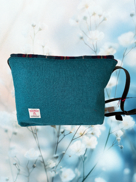 Blue Check Harris Tweed Moray Satchel Bag Back