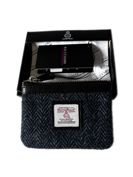 Blue Herringbone Coin Purse With Box(1)