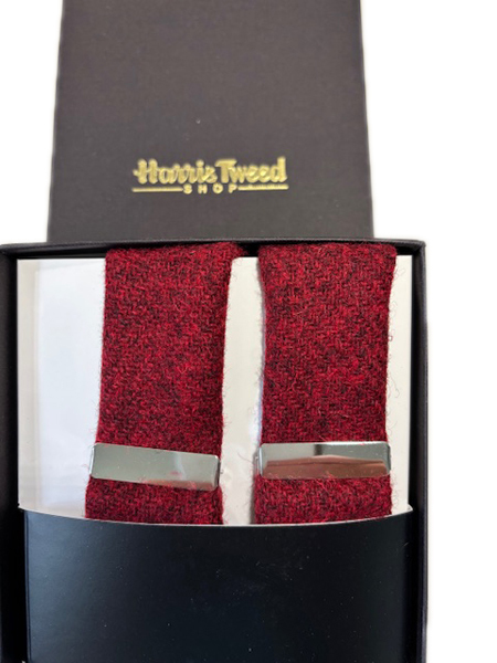 Braces Red Harris Tweed Close Up