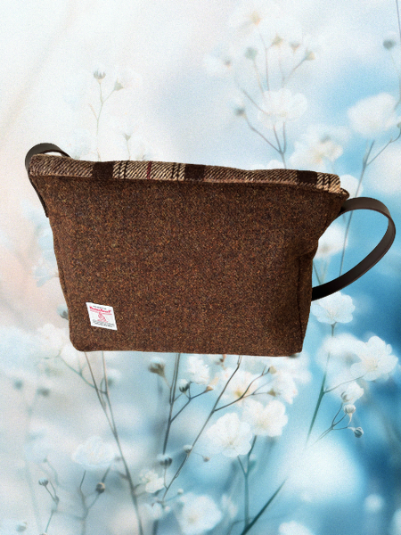 Brown Check Harris Tweed Moray Satchel Bag Back