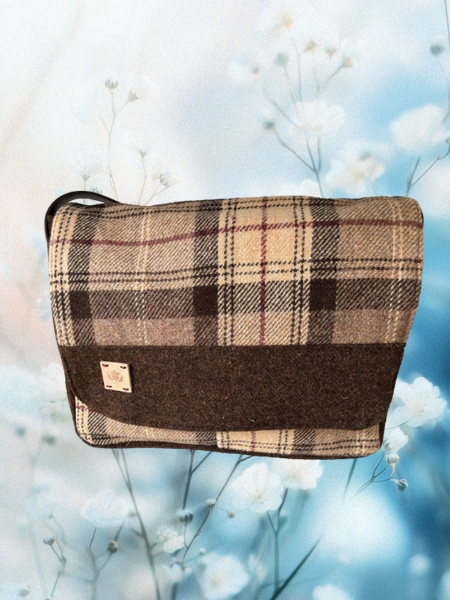 Brown Check Harris Tweed Moray Satchel Bag Front