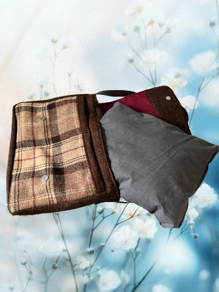 Brown Check Harris Tweed Moray Satchel Bag Open