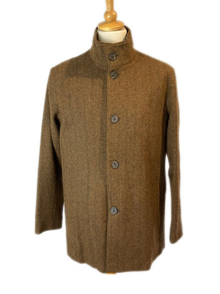 Brown Coat Collar Up