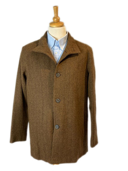 Charles Shortie Overcoat, Rust Brown Herringbone Harris Tweed : Harris ...