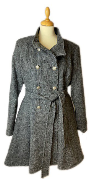 Catherine Belted Swing Coat, Grey Herringbone Harris Tweed : Harris ...