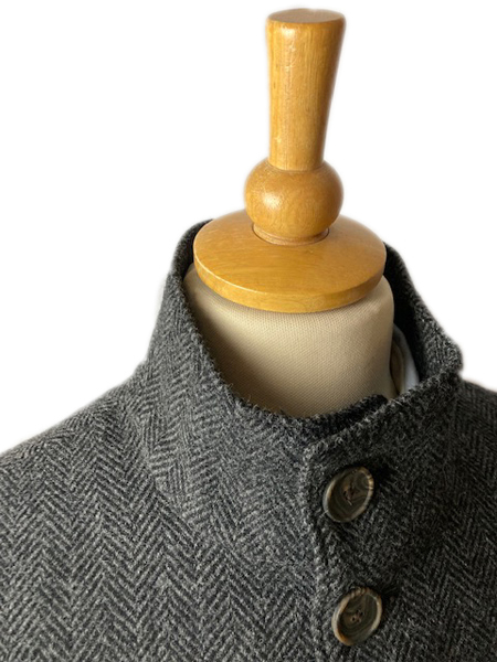 Charles Shortie Coat Grey Herringbone Closed