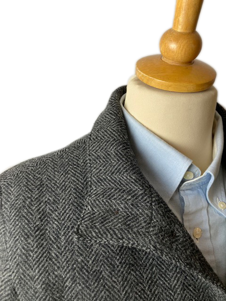 Charles Shortie Coat Grey Herringbone Open