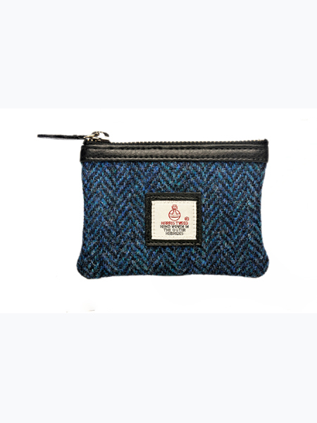 Coin Purse Blue Herringbone