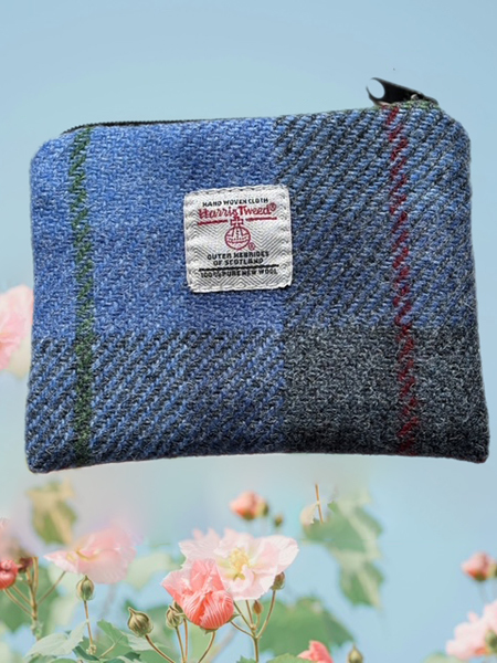 Credit Card Purse Blue Check