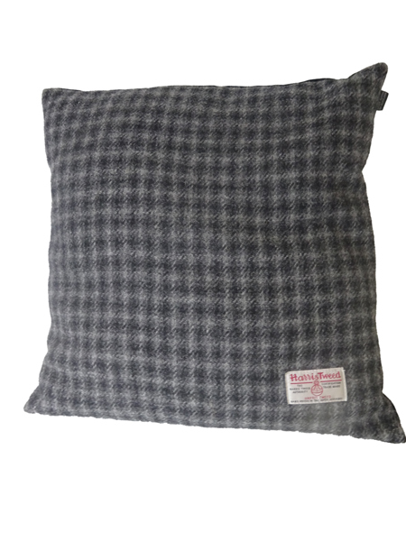 Cushion Grey Check Harris Tweed