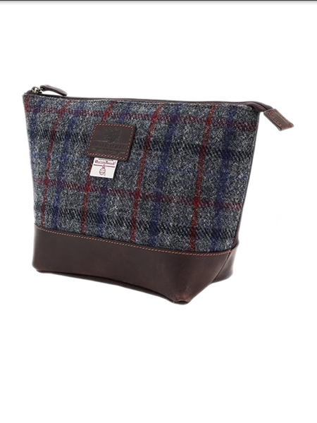 Sac Tartan Scott And MacKenzie Sac De Lavage En Harris Tweed Gris