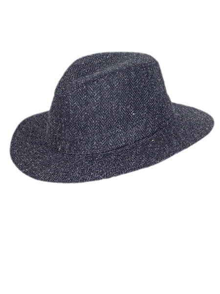 Fedora Hat Grey Herringbone