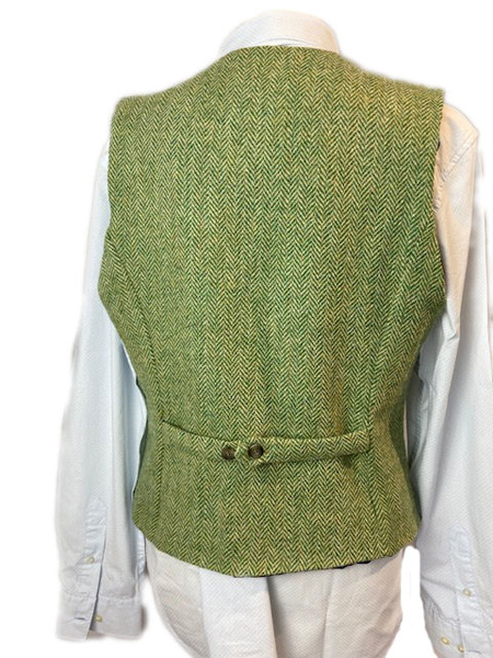 Fiona Waistcoat Green Herringbone Back