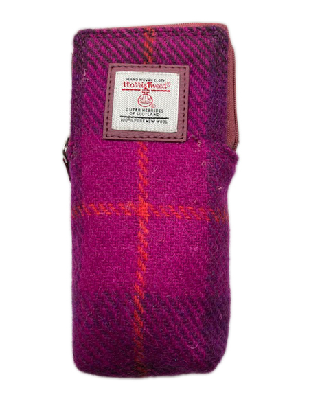 Fuschia Check Harris Tweed Glasses Case