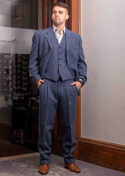 Blue Harris Tweed Suit Jacket