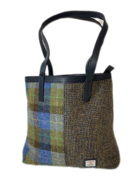 Harris Tweed Denim Sage Large Shopper