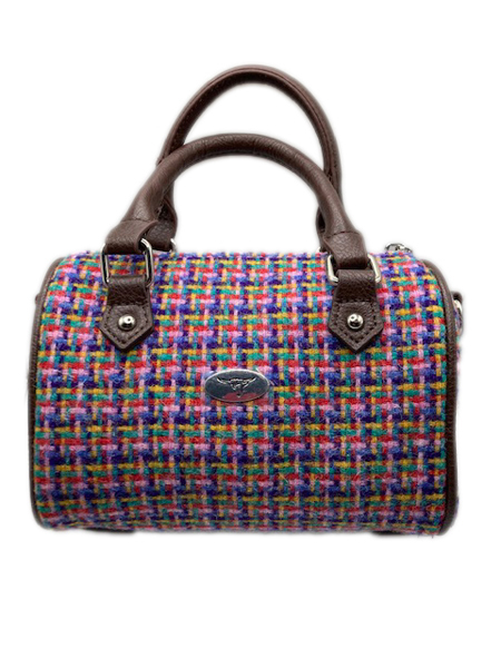 Harris Tweed 'Kilbride' Mini Bowling Bag Purse in Bright Green Check