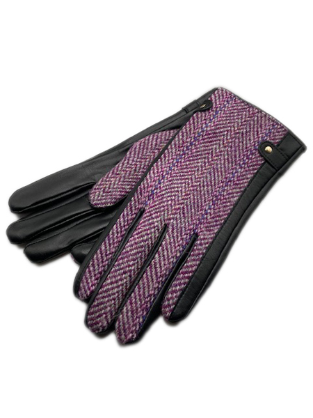 Ladies Gloves Pink Herringbone
