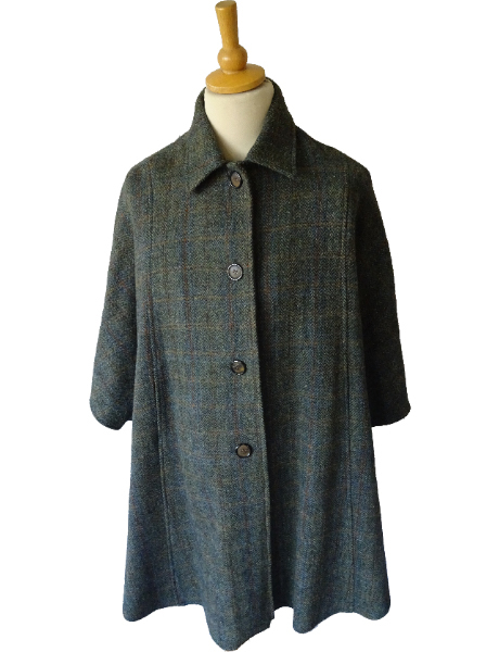Long Cape Green Herringbone