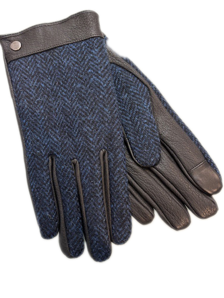 Navy Herringbone Gloves