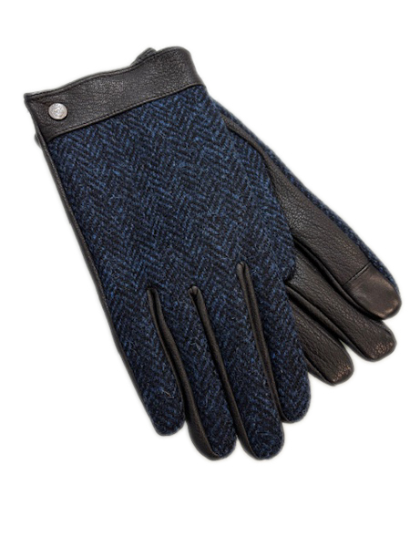 Navy Herringbone Mens Gloves