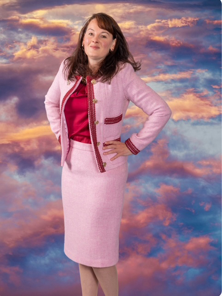 Pink Chanel Jacket And Pencil Skirt
