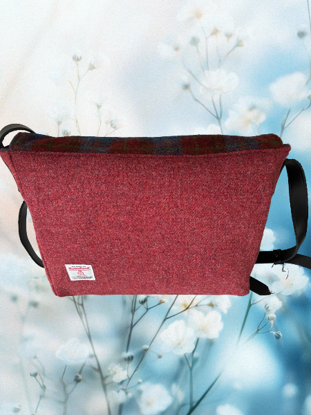 Red Check Harris Tweed Moray Satchel Bag Back