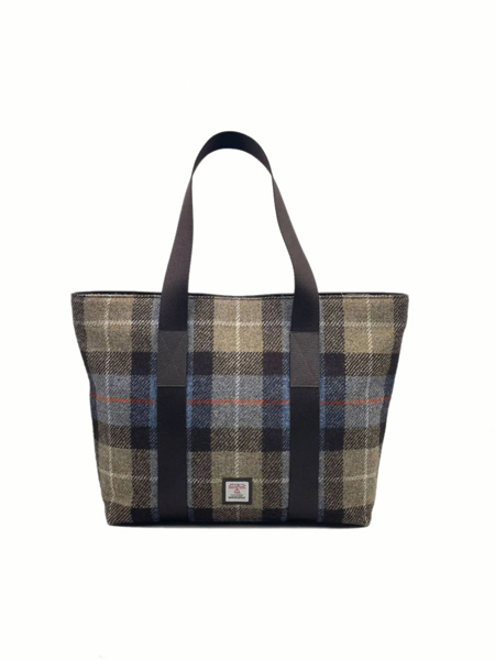 Shopper Blue Brown Check Front