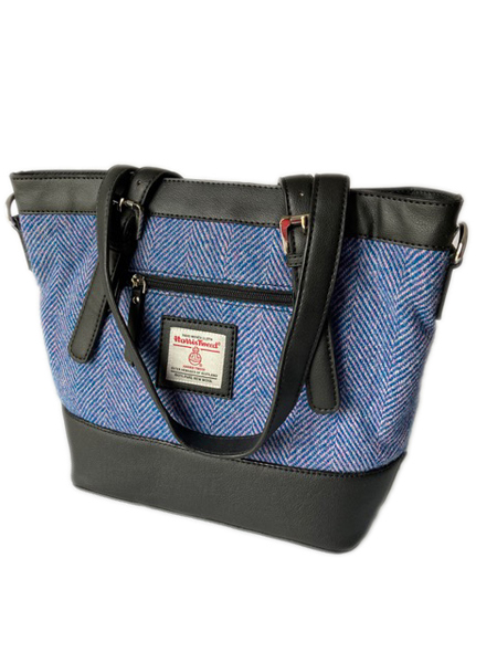 Tote Bag Blue Herringbone Harris Tweed Harris Tweed Shop Buy